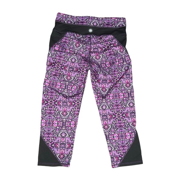 Athleta Tapestry Chaturanga Capri Leggings Purple Crop Athletic Pants Medium - Picture 3 of 8
